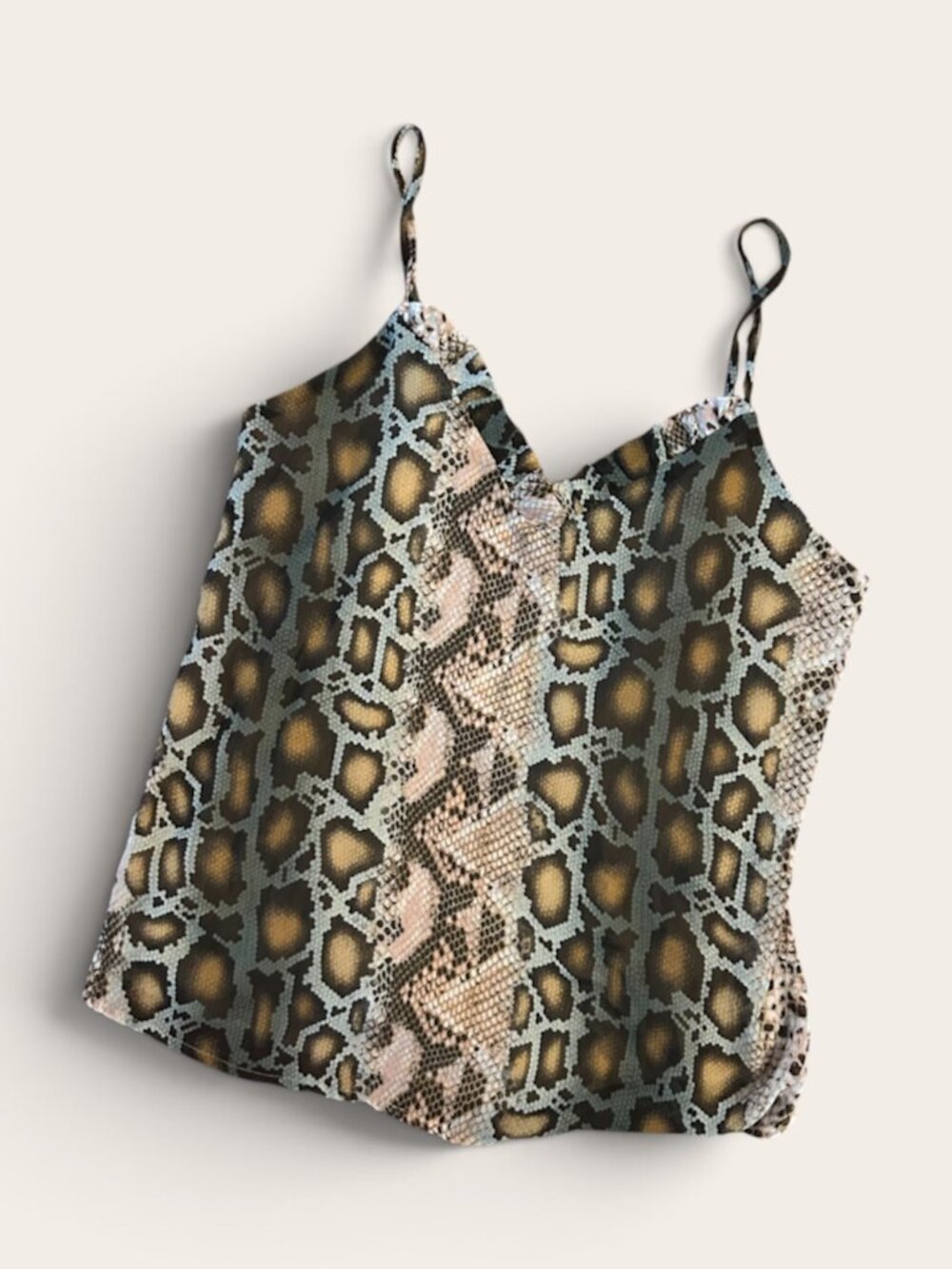 Adrienne Snakeskin Print Camisole Tank Top Size Medium Spaghetti Strap Y2K